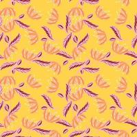 Random seamless pattern with little poppy flowers print. Yellow bright background. Floral elements. vector