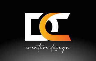 logotipo de letra dc con colores dorados blancos y vector de icono de diseño minimalista