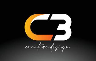 logotipo de letra cb con colores dorados blancos y vector de icono de diseño minimalista