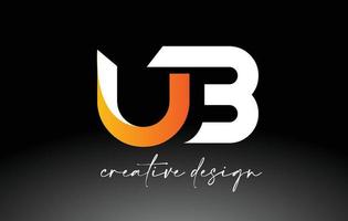 UB Letter Logo with White Golden Colors and Minimalist Design Icon Vector