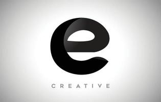 Black Letter E Logo Design with Minimalist Creative Look and soft Shaddow on Black background Vector