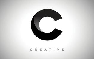 Black Letter C Logo Design with Minimalist Creative Look and soft Shaddow on Black background Vector