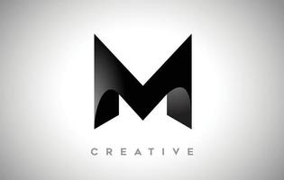 Black Letter M Logo Design with Minimalist Creative Look and soft Shaddow on Black background Vector