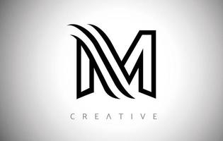 Lines M Letter Logo Monogram Icon with Creative Modern Trendy Look Vector
