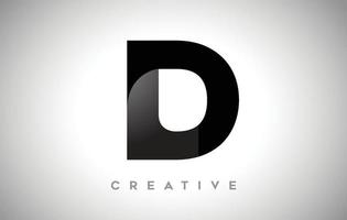 Black Letter D Logo Design with Minimalist Creative Look and soft Shaddow on Black background Vector