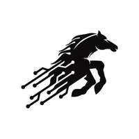 Silhouette of horse with digital style logo design vector