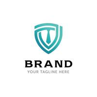 Circular shield and tie for business logo premium vector