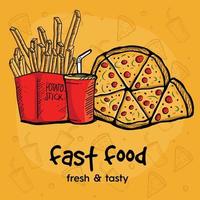 Hand drawn background fast food vector