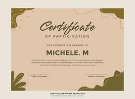 Abstract nature certificate print template premium vector