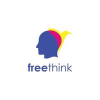 Free think with illustration people and bird for logo premium vector