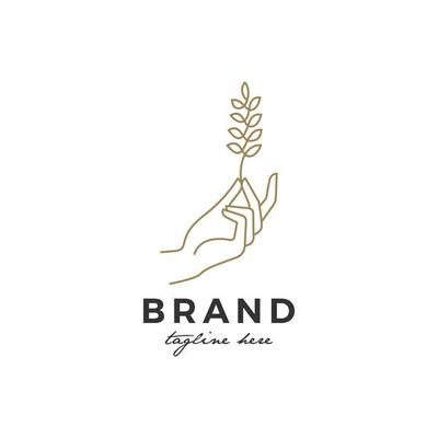 illustration logo vector graphics of hands holding tree trunks, good for natural beauty logos