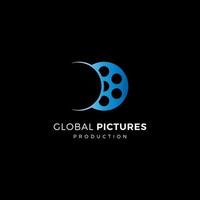 illustration logo vector graphics of world film production, good for logo of filmmakers