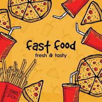 Hand drawn background fast food vector