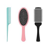 Hair combs flat set vector