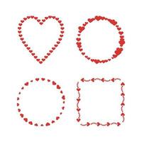 Flat frames made of hearts set vector