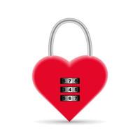 Heart padlock with numeric code vector