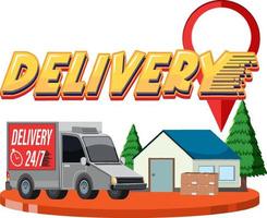 Delivery wordmark with panel van vector