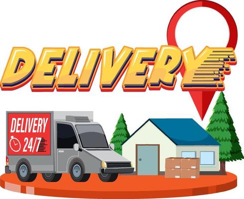 Delivery wordmark with panel van