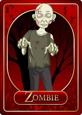 Zombie character game card template