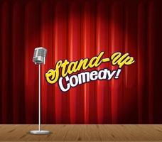 Stand up comedy banner con micrófono vintage vector