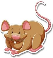 Brown mouse cartoon character sticker vector