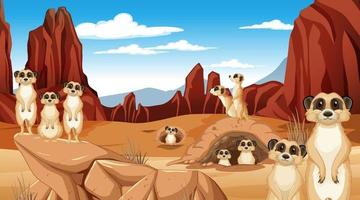 Wild animals in savanna forest landscape vector