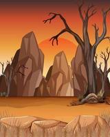 Savanna forest scene with dead trees vector