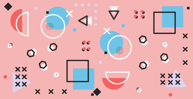 Colorido fondo abstracto panorámico multicolor de diferentes formas geométricas - vector