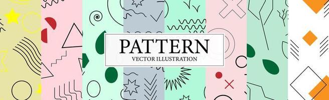 Assembly of seamless patterns, abstract shapes - Vector