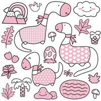 Cute dinosaurs cartoon pattern vector