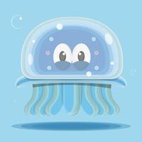 jellyfish cartoon flat vector illustration