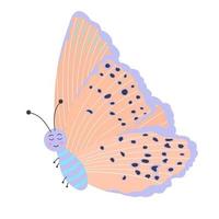 linda mariposa sonriente colorida. insecto volador personaje animado. vector