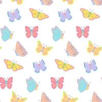 Colorful smiling butterflies seamless pattern. vector
