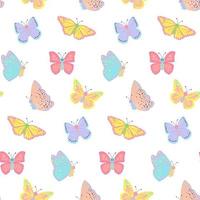 coloridas mariposas sonrientes de patrones sin fisuras. vector