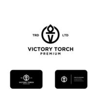 abstract torch logo icon design with business card vector