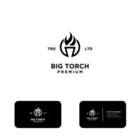 abstract torch logo icon design with business card vector