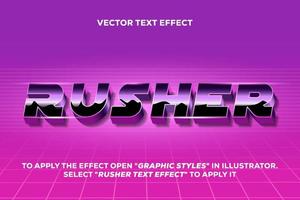 rusher vector text effect in 80's style