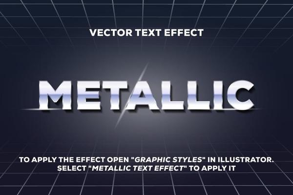 metallic vector text effect fully editable