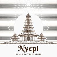 hand drawn nyepi bali's day of silence illustration design vector