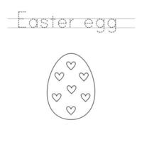 Trace the letters and color Easter egg. Handwriting practice for kids. vector