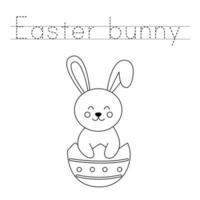 Trace the letters and color Easter bunny. Handwriting practice for kids. vector