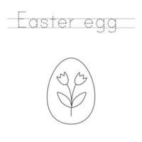 Trace the letters and color Easter egg. Handwriting practice for kids. vector