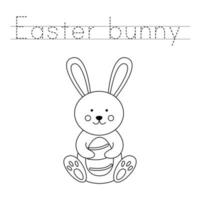 Trace the letters and color Easter bunny. Handwriting practice for kids. vector