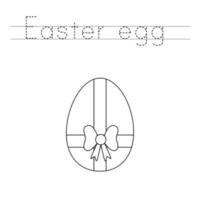 Trace the letters and color Easter egg. Handwriting practice for kids. vector