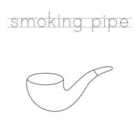 Trace the letters and color smoking pipe. Handwriting practice for kids. vector