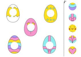 Cut and glue parts of cute Easter eggs. vector