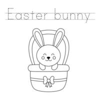 Trace the letters and color Easter bunny. Handwriting practice for kids. vector