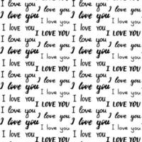 Seamless pattern with different types of I love you inscription. Black phrases on white. Hand drawn lettering. Romantic print for wedding or Valentines Day. Print for textile, gift wrap, decor vector