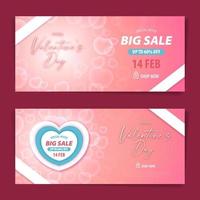 Valentine big sale gift voucher and coupon design template. vector