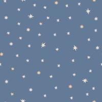 encantador bebé ducha cielo estrellado lunares patrón sin costuras ilustración vectorial, estrellas dibujadas a mano en orden caótico aleatorio, dulces sueños niños divertida imagen simple para textiles, papel de regalo